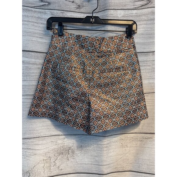 Alice + Olivia Cady Metallic High Waist Short in waterfall multi Size 0 - Picture 2 of 3